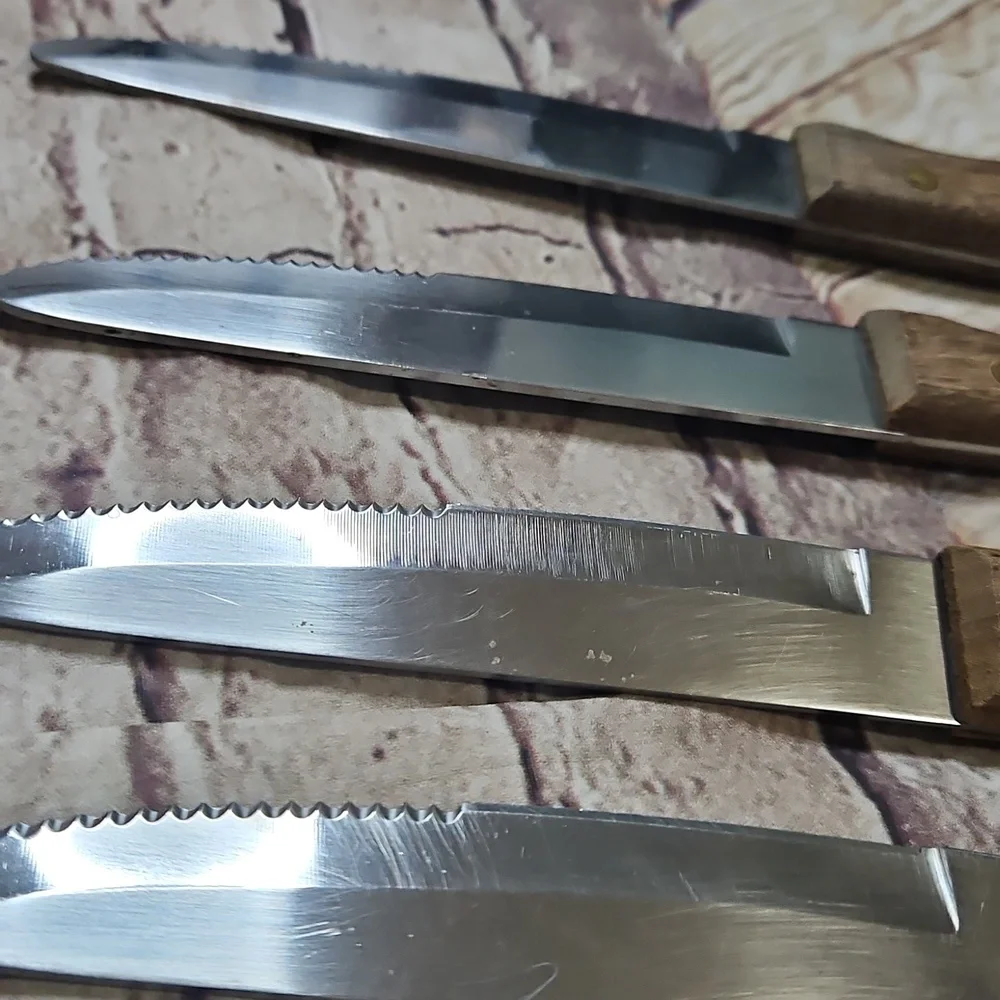 Tramontina Inox Serrated Stainless Steel‎ Steak Knife Set Of 5. Vintage Brasil